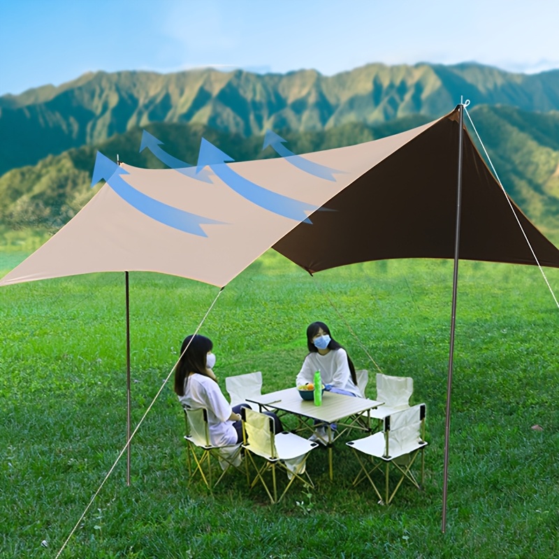1 Kit Hammock Canopy, 210D Oxford Sunshade Portable Shelter Canopy Including Accessories for Camping Hiking Picnic Backpacking, Outdoor Sun Shade Sail for Patio Lawn Garden