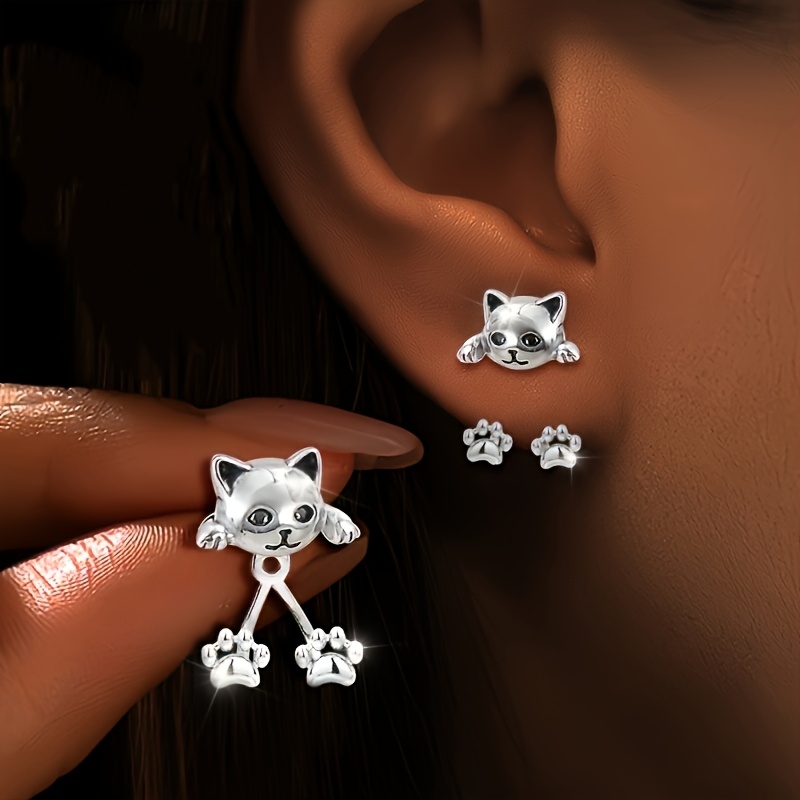 TEMU 1 par de pendientes colgantes de de gato tiernos y dulces, pendientes para mujer, adecuados para uso diario, fiestas y citas, un regalo de o de