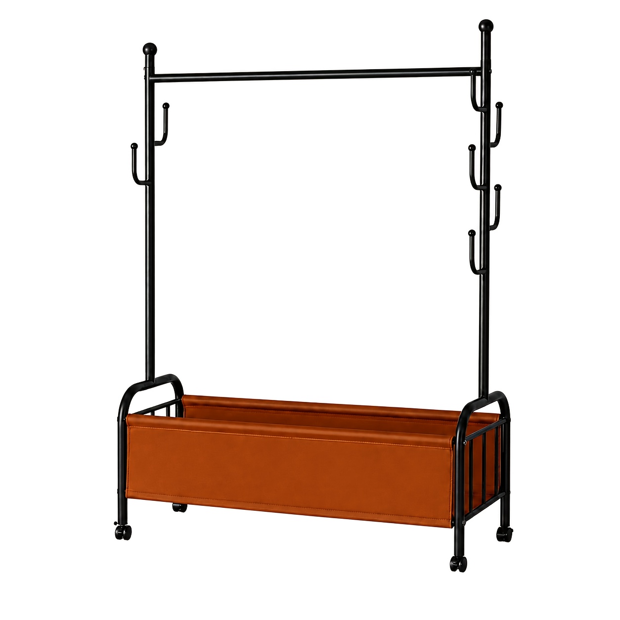 TEMU Portant à vêtements, Porte-manteau, Présentoir, Rangement sur roulettes avec panier de rangement intégré pour un facile, Roulettes universelles