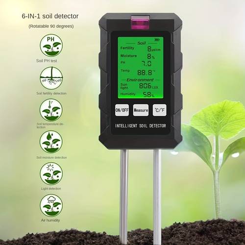 soil ph temperature humidity meter precision control innovative rotating display clear data for lightweight portable battery powered ideal for beginners scientific planting indoor outdoor use
