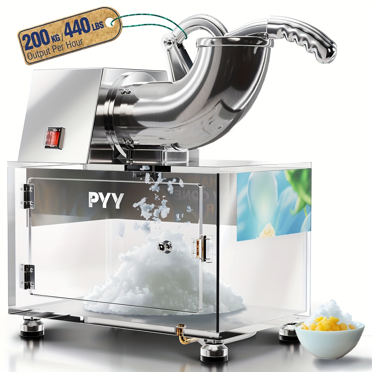 HAOYUNMA Ice Crushers Machine, 661lbs Per Hour Electric Snow Cone Maker With 4 B
