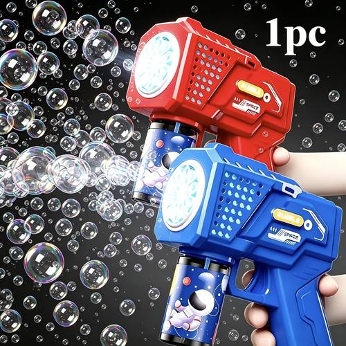 immagine dell'articolo 1 pistola a bolle spaziali con luce led, giocattolo portatile elettrico per soffiare bolle per bambini, regalo di compleanno per feste allaperto