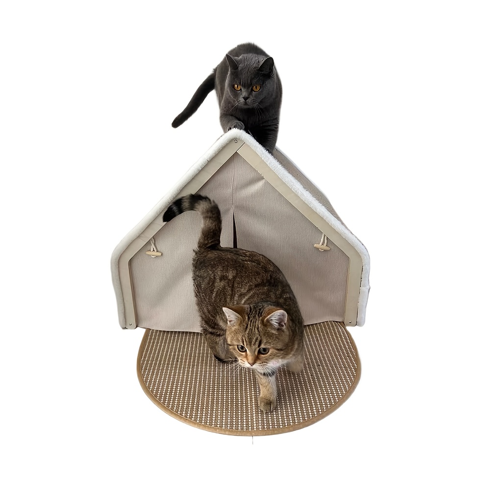 TEMU Cat Scratcher House With Sisal Board, Super Sized Cat Tent, Small Pet, Cat Villa, Cat House For Indoor Cats, Extra Large Cardboard Design For