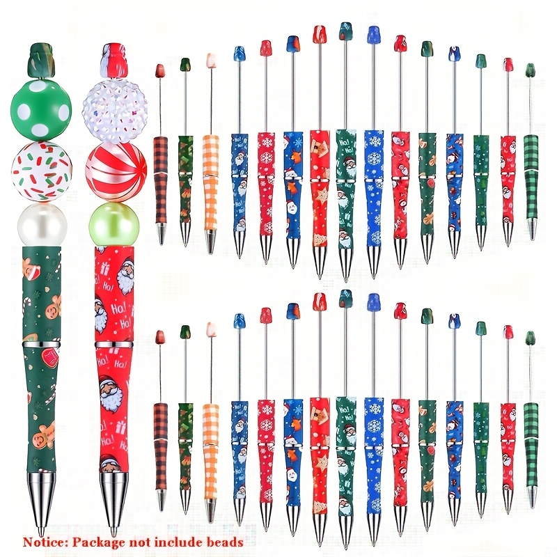 

30pcs Christmas Plastic Beadable Assorted Ballpoint Pen For Diy Christmas