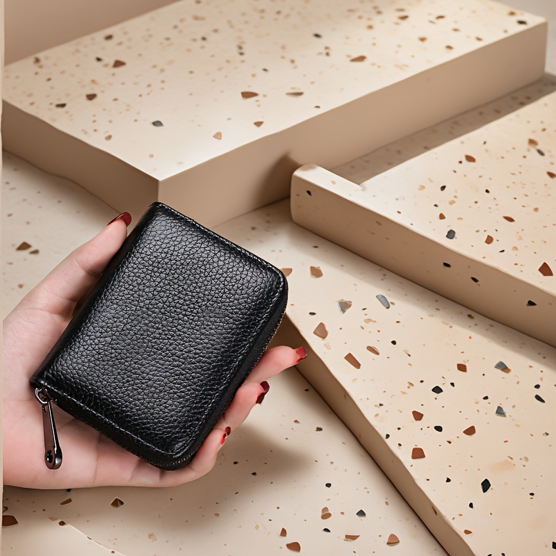 1pc Men'S Casual Faux Leather Wallet & Business Card Case, Black, Universal, PU Material, Smooth, Durable, Multi-Purpose, Large Capacity, with Multi-Card Slot, ID Card Bag, Zipper Pocket, Stylish, Safe, Anti-Degaussing, for Daily Use, Travel, Gift