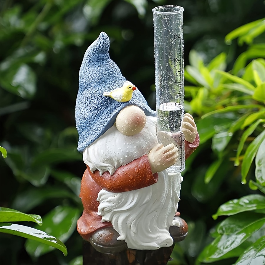 

1pc, Rustic Resin Gnome With Rain Gauge, Garden Rainwater Measuring Statue, Fun Decorative Outdoor Figurine, Durable Weatherproof Lawn Ornament, Room Decor, Home Decor