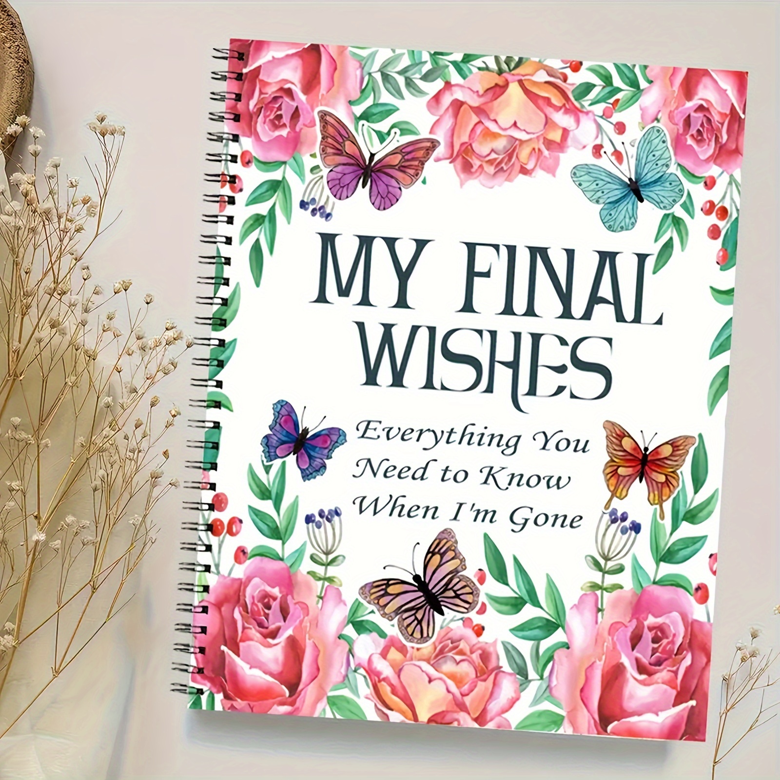 

1pc "my " Planner - End Of With Floral & | Rectangular For Accounts, Property & Wishes | Thoughtful Gift Idea, End Of Life Planner Book