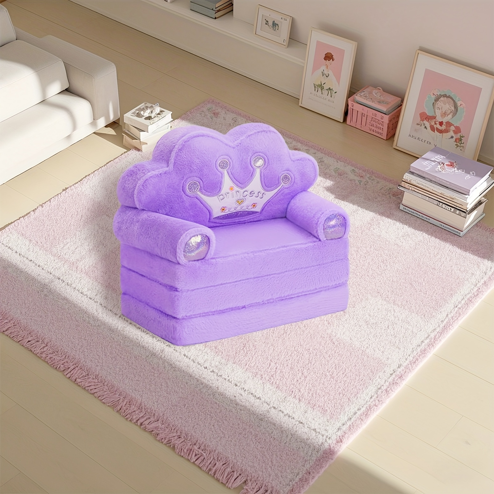 Princess Chair With Foldable Pink Toddler Sofa 1-3, HD Foam  ProductsOffice Furniture LightingChairs Sof
