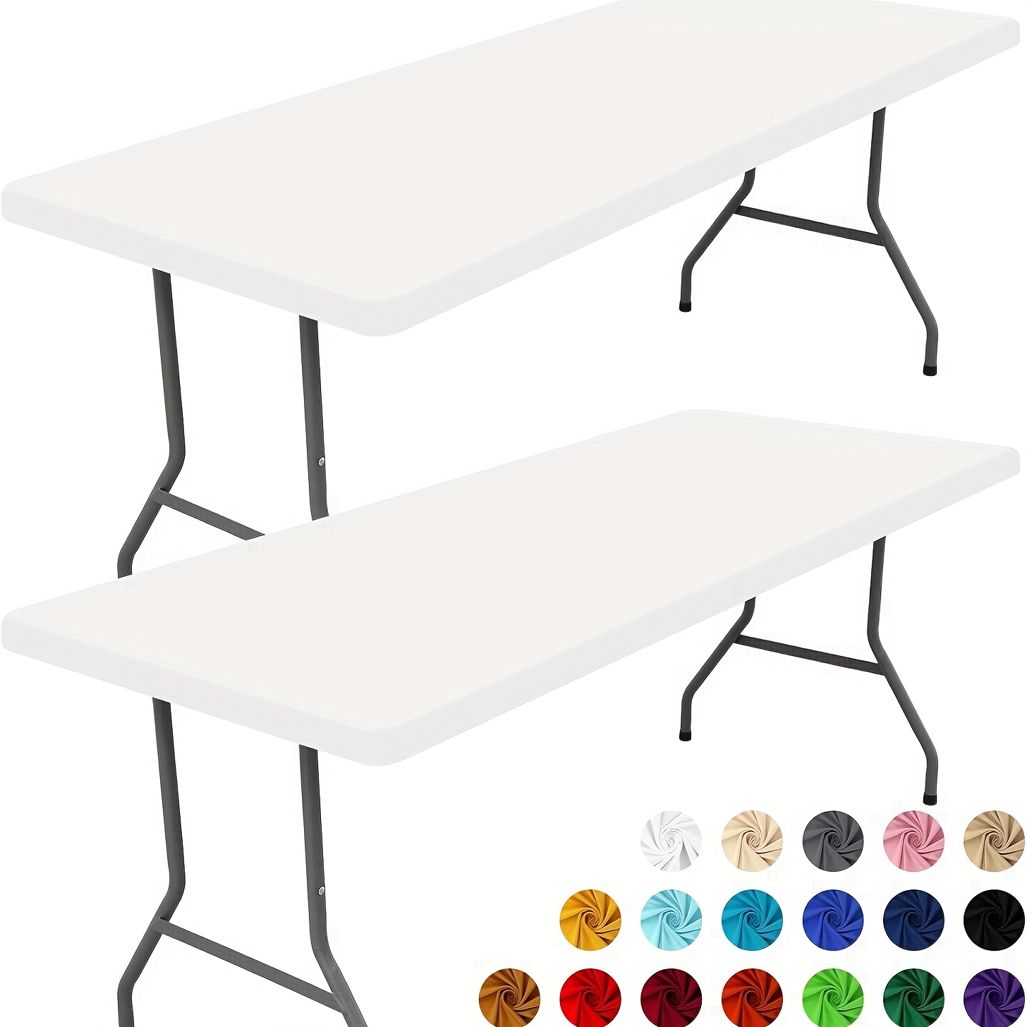 item picture of 2 spandex table covers elastic fitted cloths for 6   rectangular tables washable stretch covers for outdoor   christmas and new year celebrations 30 x72 6ft 183 76 76cm