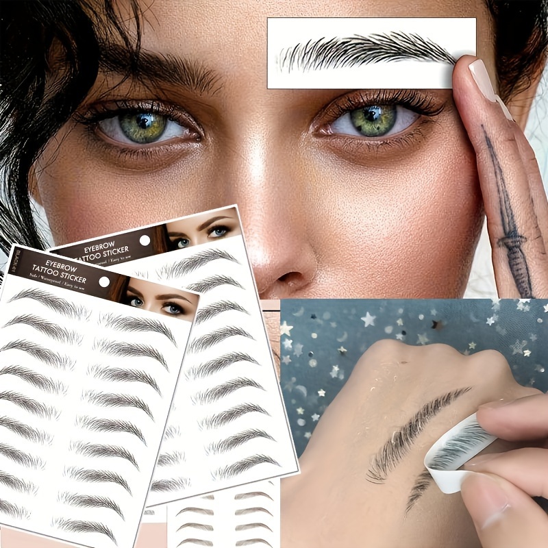 

6d Natural-look Eyebrow Tattoo Stickers, Long-lasting Waterproof Brow Shaping And Decoration, Microblading Eyebrow Sticker Faux Lashes, Eye Makeup