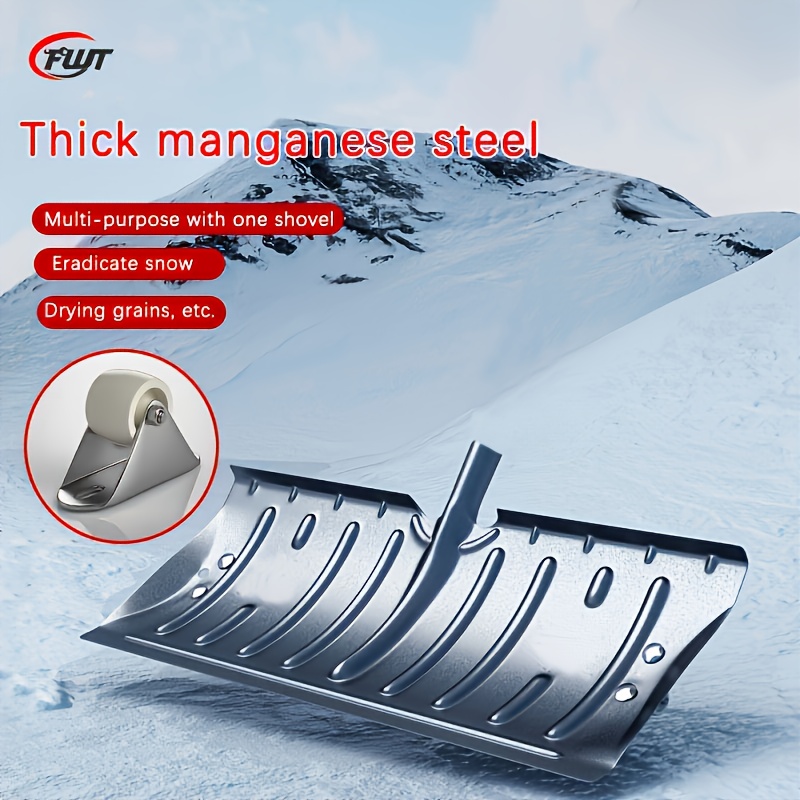 Portable Snow Pusher Shovel Heavy Duty Metal Snow Shovel For Driveway Garage