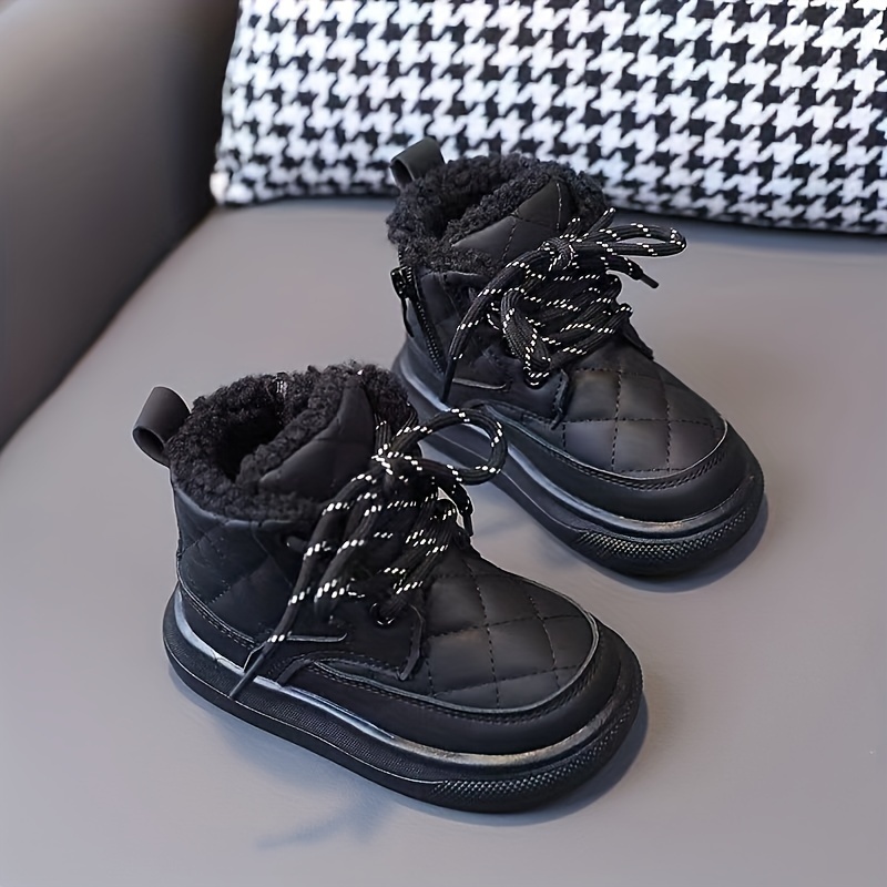 JIAGEYA Boys Casual Comfort Boots Lightweight Warm Fleece Winter Boots