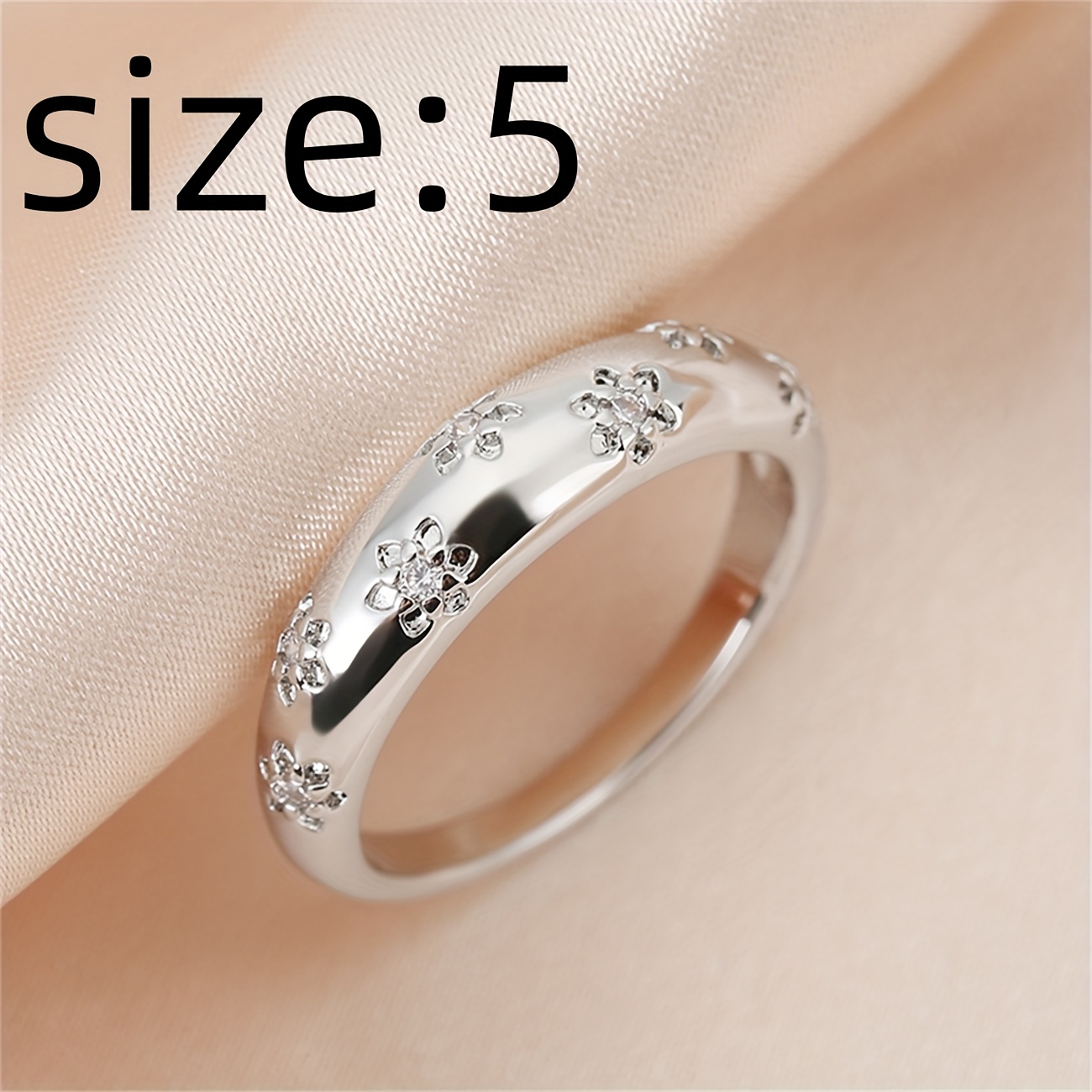 Copper Zirconia Ring - Floral Golden & Silvery Plated