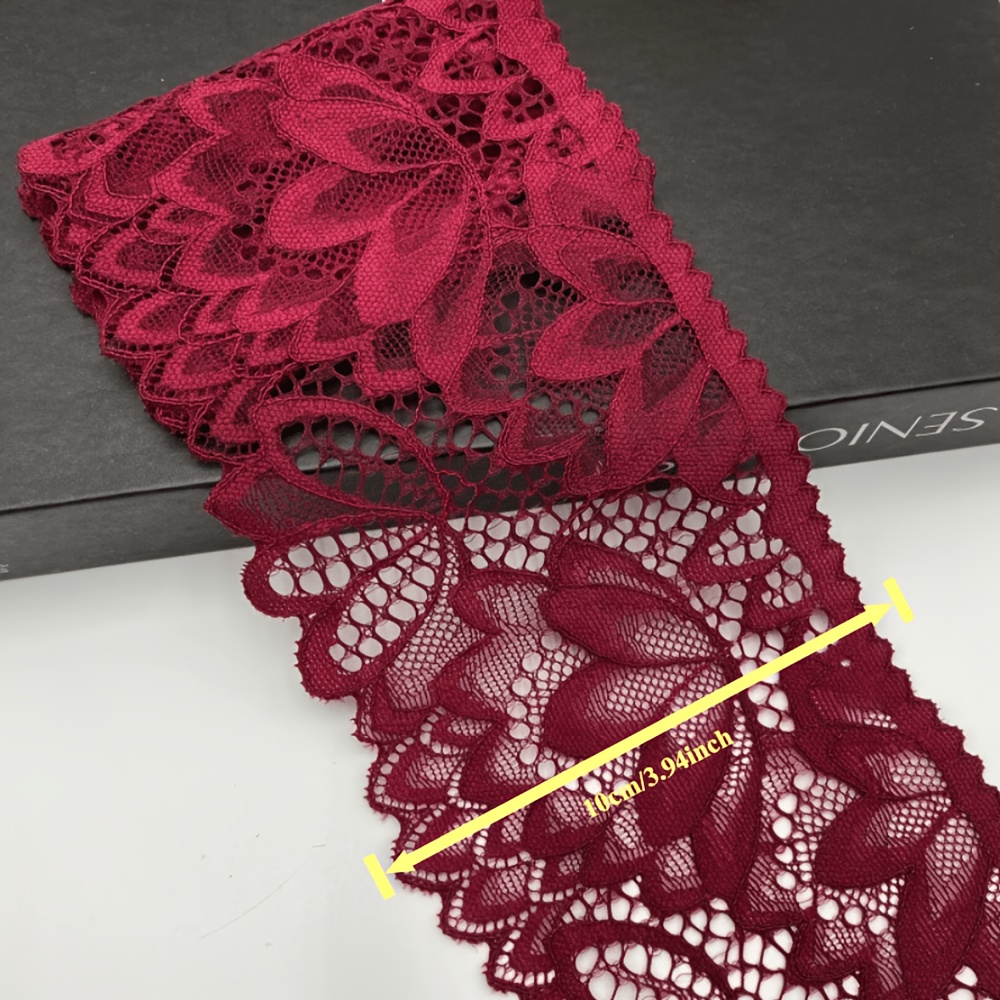 TEMU 1 Yard Pack Lace Trim Nylon Elastic 10cm Wide Hollow Out Decorative Band Women's Skirt Lingerie Additions Scraps