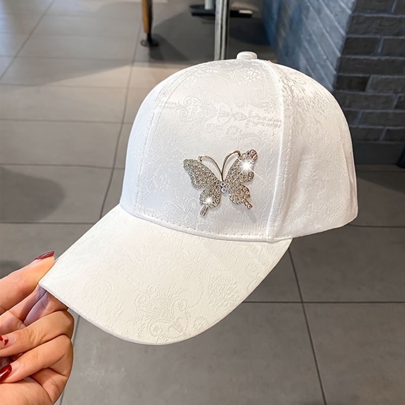 

Elegant White Lace Baseball Cap With , 100% Polyester, Lightweight, Non-stretch, Fitted, With Snapback Closure, For Valentine's Day, Summer Sun Protection, Woven