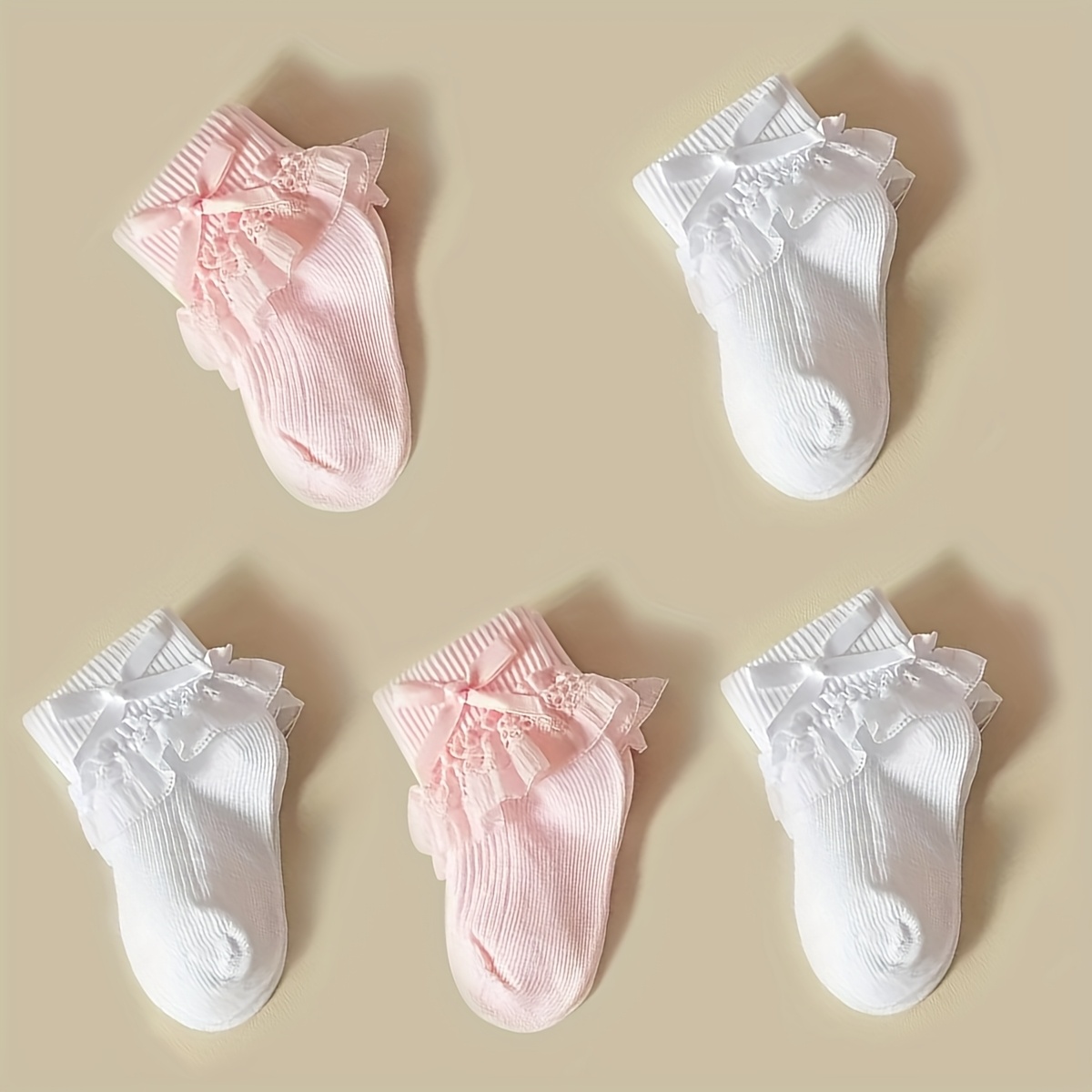 5 paar zachte en elastische babysokjes voor meisjes