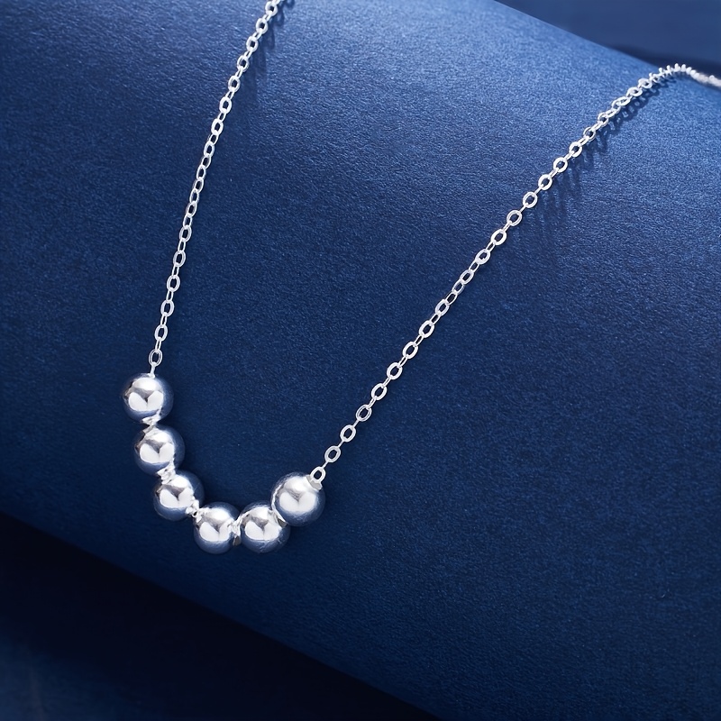 TEMU Sparkling 925 Sterling Silvery Smile Pendant Necklace - Exquisite 6-point Ball Design - Elegant Women' For Daily Wear And Gift , Including Anti