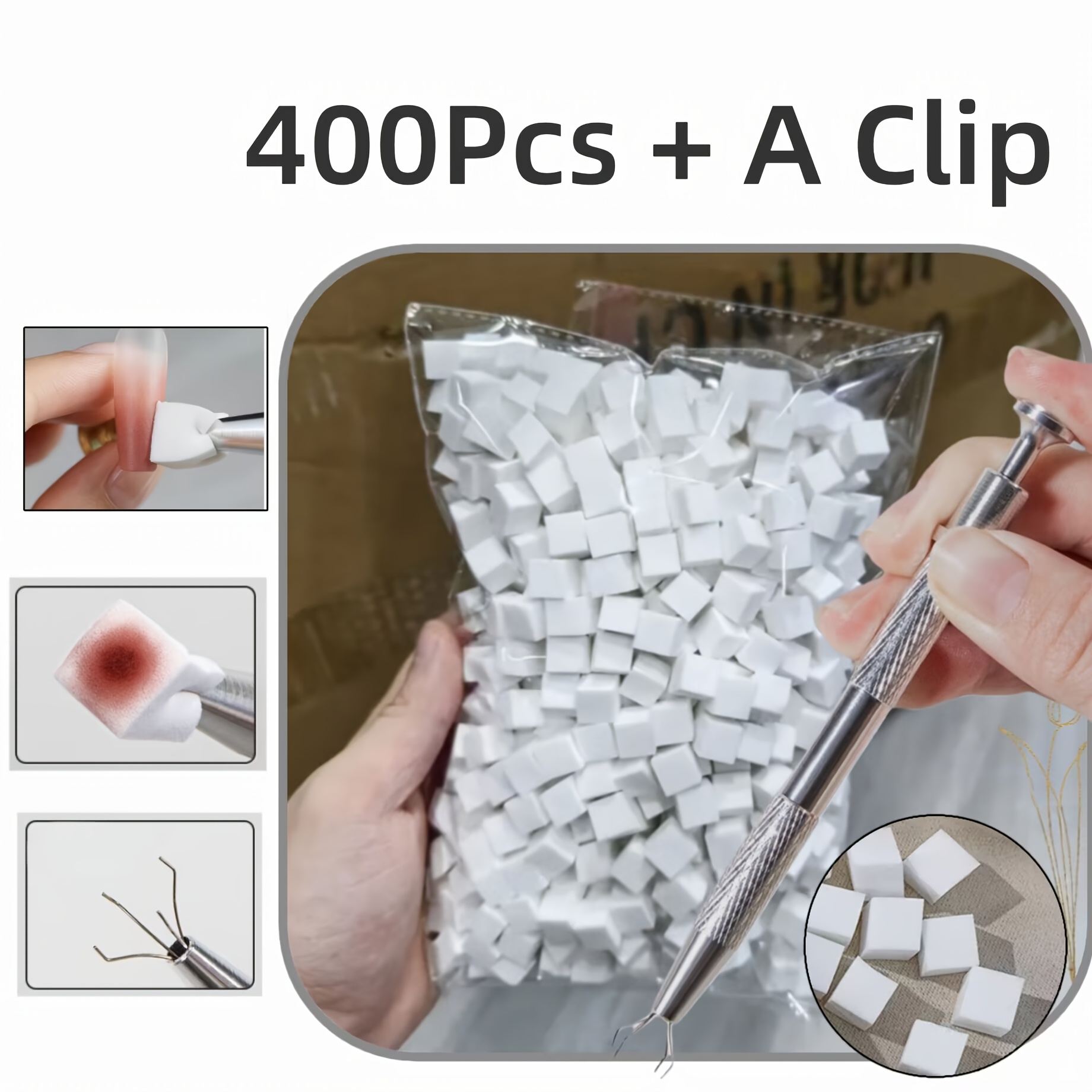 TEMU 400 kleine Schwämme und 1 Clip und Farbverlauf 400 Stück Set, langlebige Nagelwerkzeuge, Nagelstudio Werkzeuge