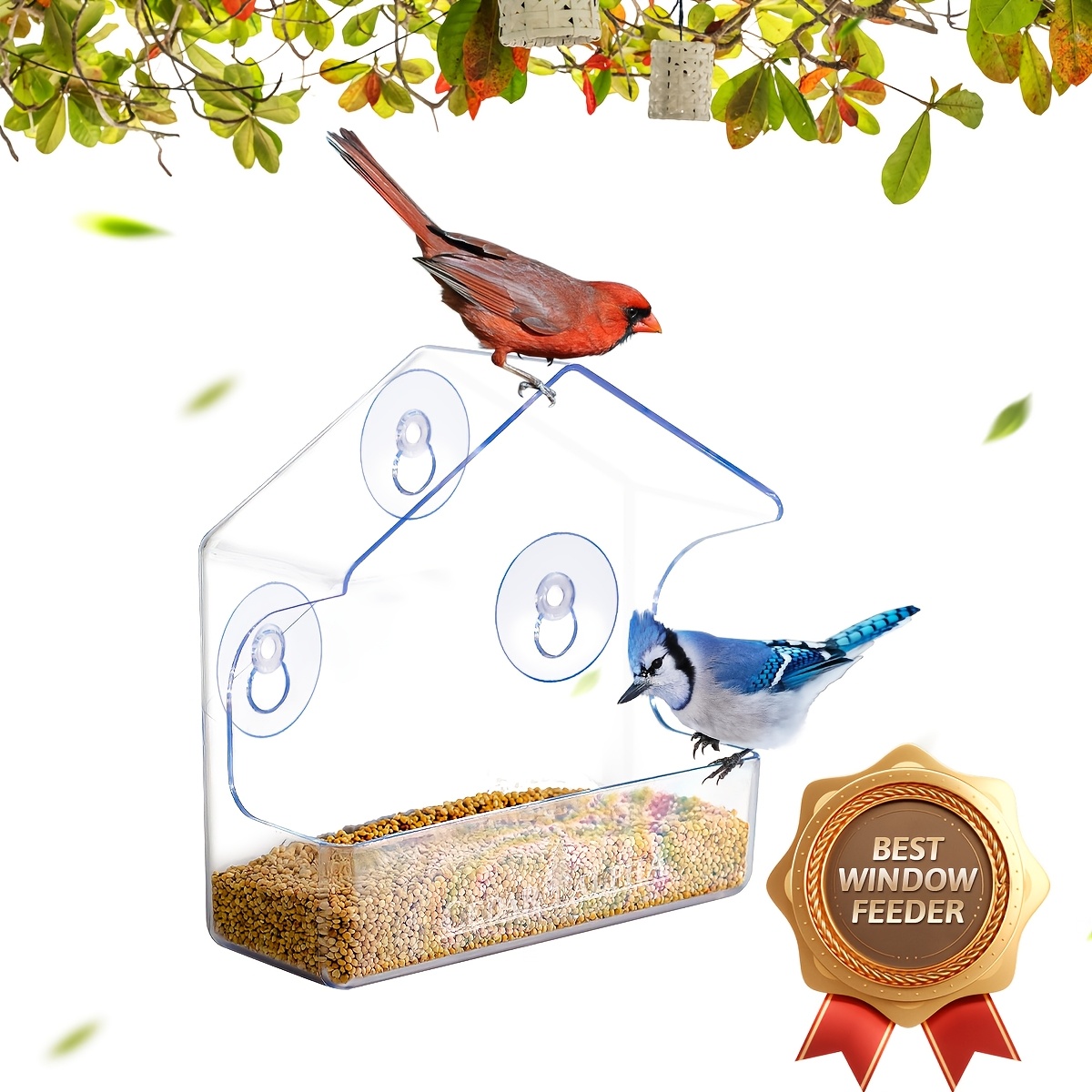 

1pc Window Bird Feeder For Outside Clear Plastic Window Bird Feeder With Strong Suction Cups, Transparent Bird Feeder, Window Bird House