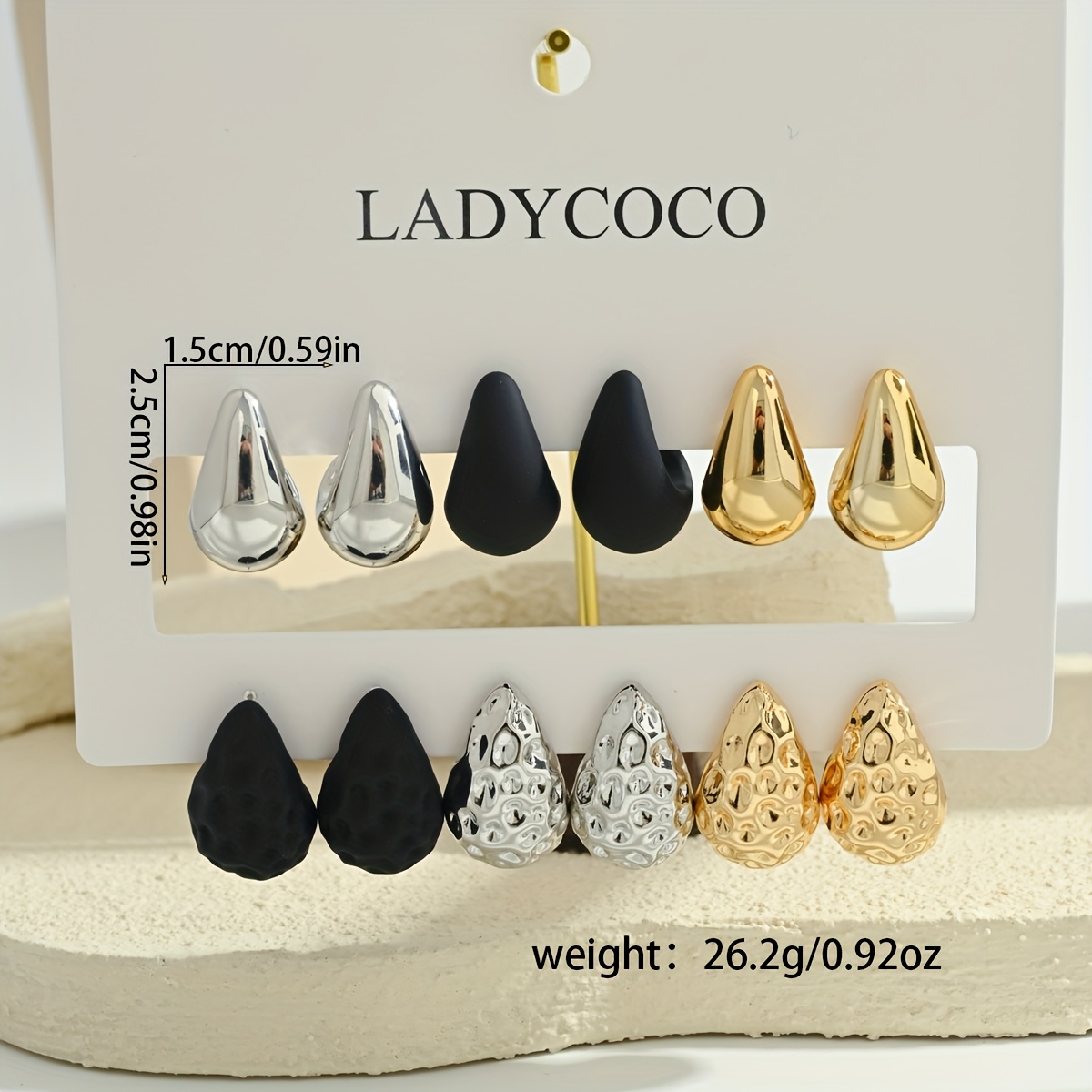 12pcs Water Drop Earrings Set for Women's Jewelry