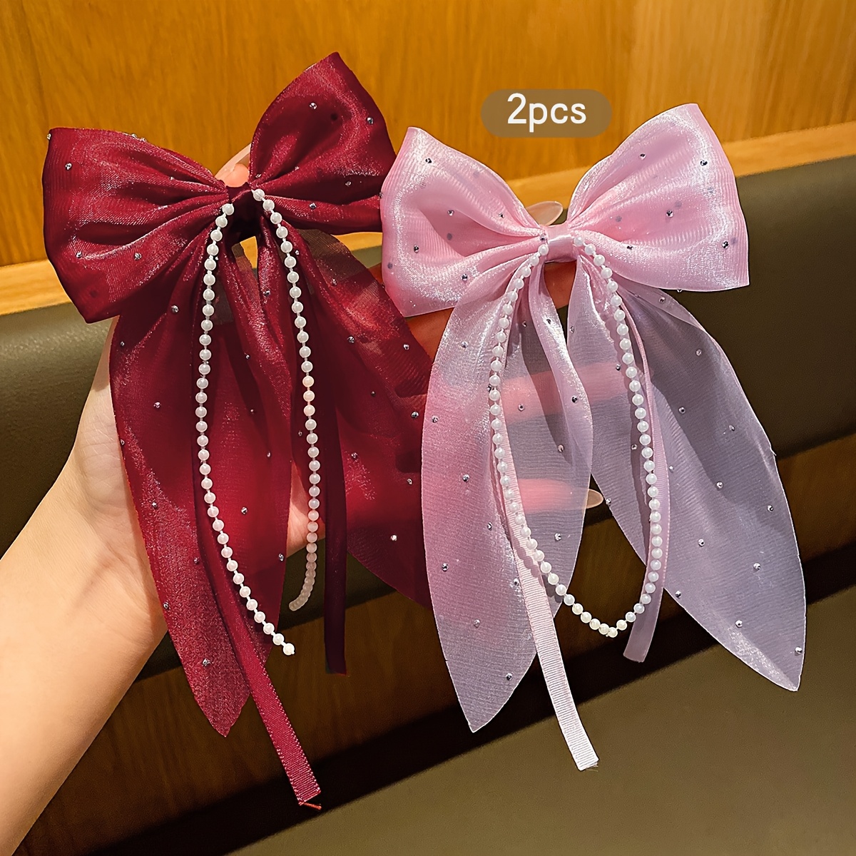 

2pcs Bow Hair Clips, Fashionable Solid Color Polyester Knit Fabric Barrettes For Teens, Daily & Casual Wear, Casual Hair Clips|elegant Hairpiece|polyester Knit Bows, Hair Accessories For Girls