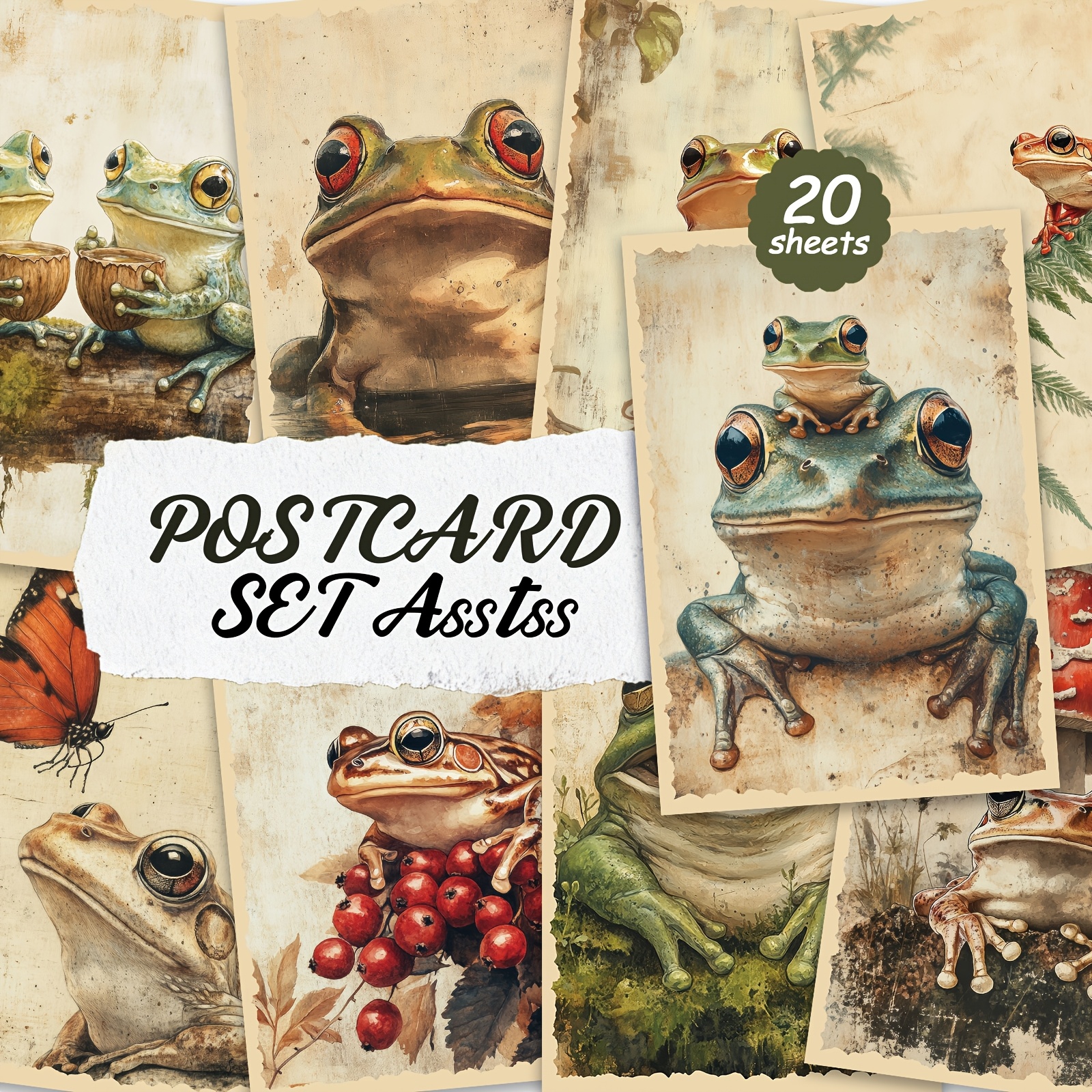 TEMU 20-pack Asstss Postcards - 4x6 Inches Junk Journal Paper, Classic Pinup Illustrations Collectible Decorative Painting Cards For Scrapbooking &