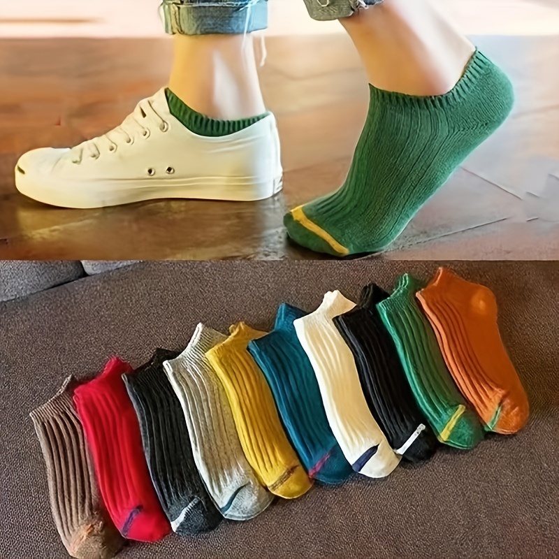 

10 Pairs Striped No Show Socks, Simple Japanese Style Low Cut Ankle Socks, Women's Stockings & Hosiery