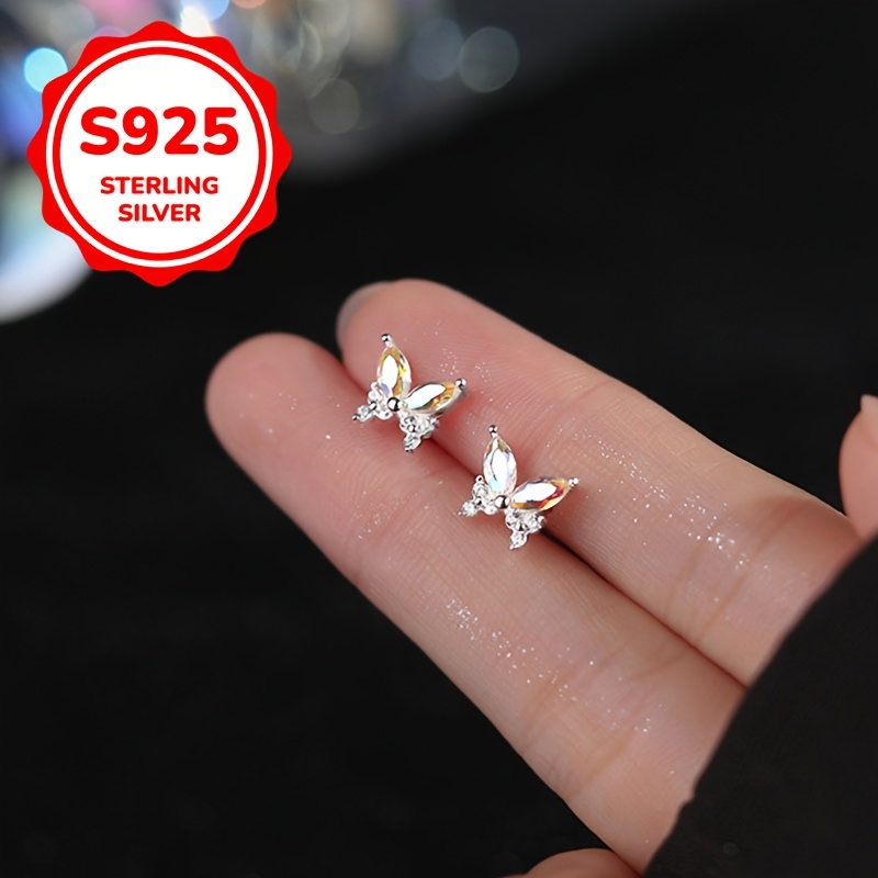 Butterfly S925 Silver Earrings Low Sensitivity 0.9g