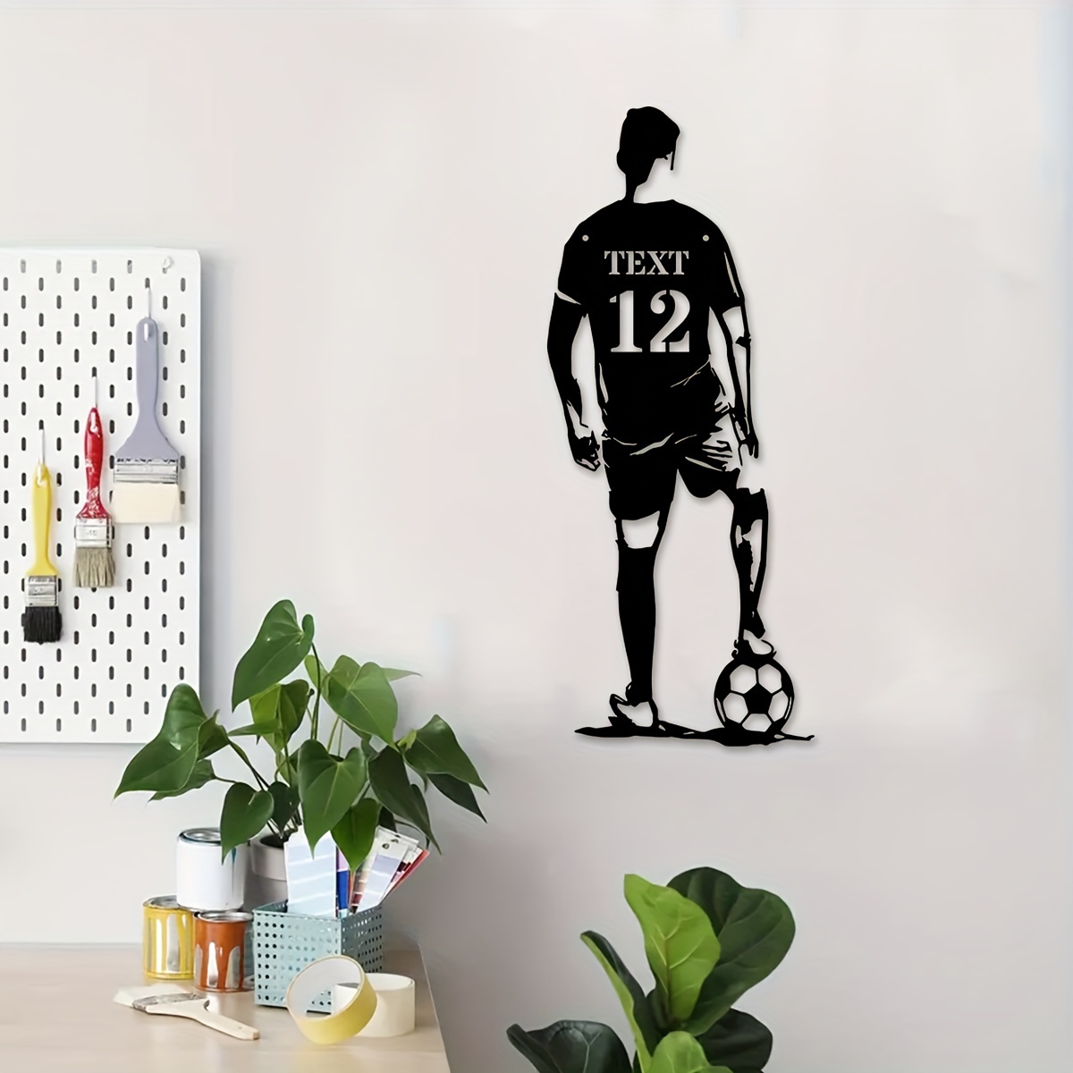 

Décoration murale personnalisable en métal avec footballeur, Silhouette de joueur de football personnalisée avec , Décoration murale vintage pour salon, chambre, bureau - Pas besoin d'électricité