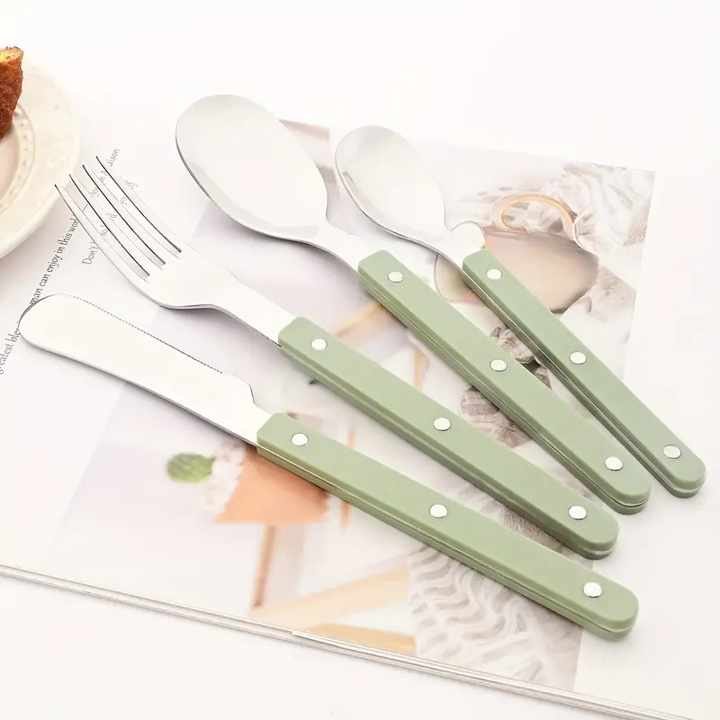 4 16 24pcs acrylic handle tableware set stainless steel tableware dinner knife coffee spoon tableware set suitable for parties weddings festivals restaurants hotels gifts Product details 3