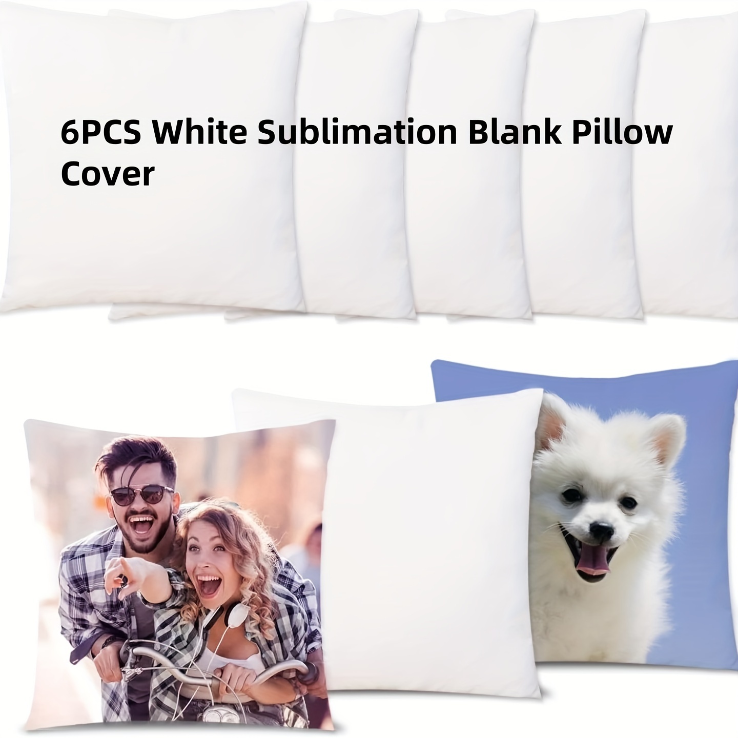 TEMU 6/10/15 pièces Housse de coussin vierge pour sublimation 16x16 pouces, Housse de coussin blanche, Housse de coussin, Housse de coussin pour