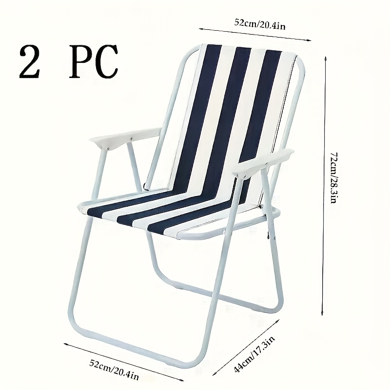 TEMU 2-4 Pack Large Portable Folding Beach Chairs With Lightweight Stainless , Striped Design, Foldable & Lightweight For Beach, Pool, Camping,