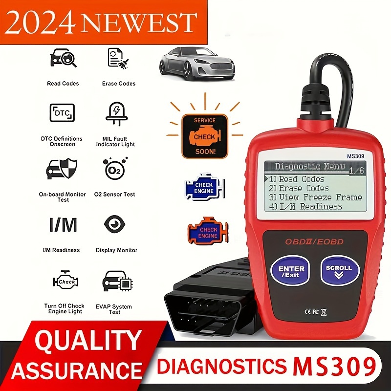 OBD2 Scanner, OBD2 Reader Turn Off Check Engine Light View Freeze Frame  Data I/M Readiness Smog Check CAN OBD II Diagnostic Tool for Car Automobile