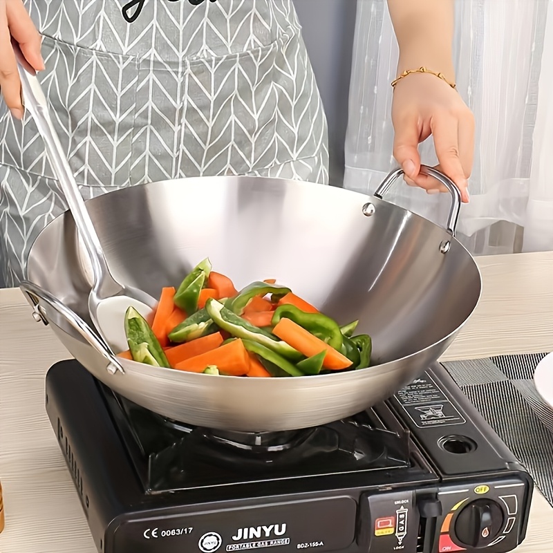 Large Stainless Steel Wok with Double Handles