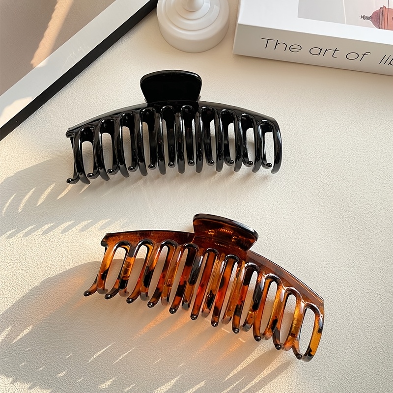 TEMU 2pcs Large Back-of-head Claw Clips, Dragon Bone Hair Claw Clips For Securing Hair, Top Clips, Hair Claws, Shark Clips, Hairpins