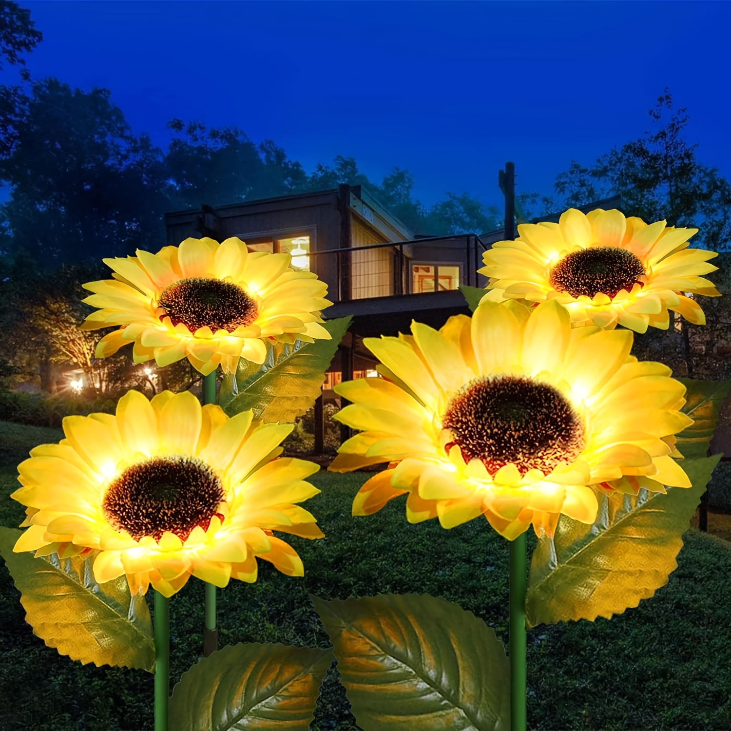 

4 Pack , Solar Sunflower Lights Outdoor Stake Lights, Waterproof Ip44, Sunflower Lights For Outside Party Gardening Gifts For Grave Patio Yard Pathway Party Housewarming Gift