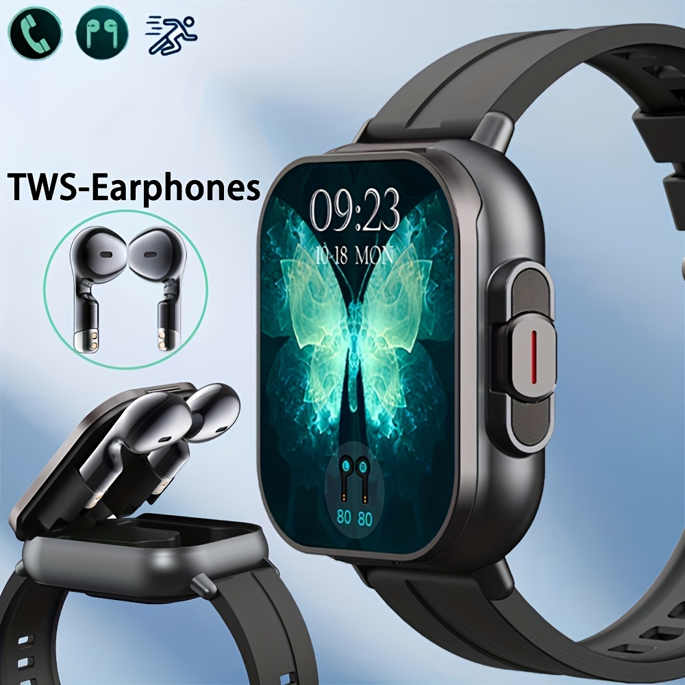 TEMU Smartwatch Wireless Earbuds 2-in-1, Men's Smartwatch, Music Control, Multiple Sports With Activity Data