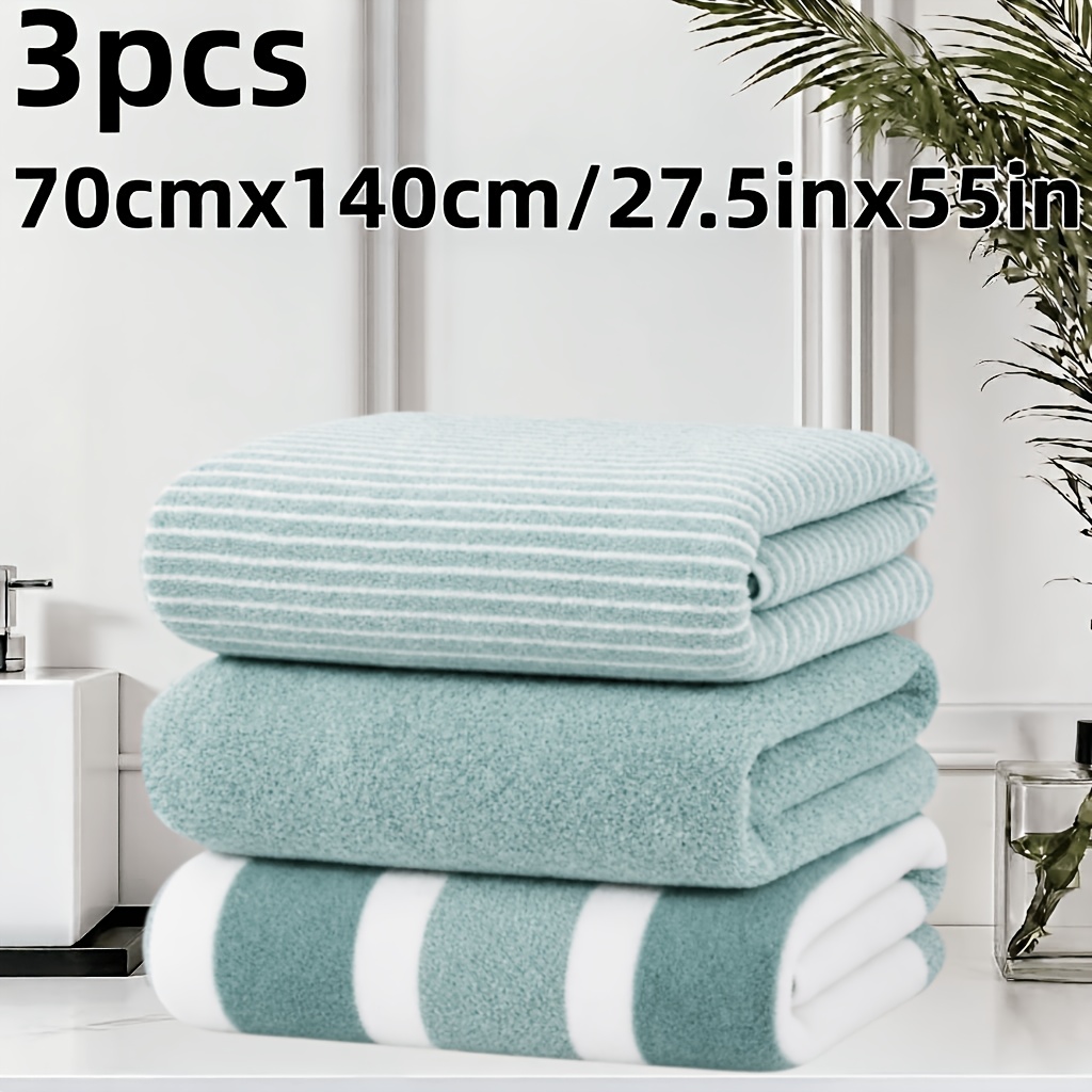 TEMU 3pcs Luxury Bath Towels Suitable For Adults - Thick Coral With 3 Floral Patterns, Quick-dry Microfiber Towel (27.5"x55"), Absorbent Suitable For