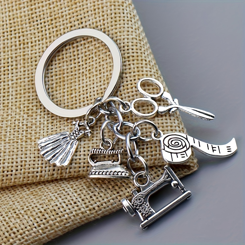 

1 Piece Sewing Machine Scissors Iron Dress Tape Measure Accessories Combination Keychain Day Diy Jewelry Gift