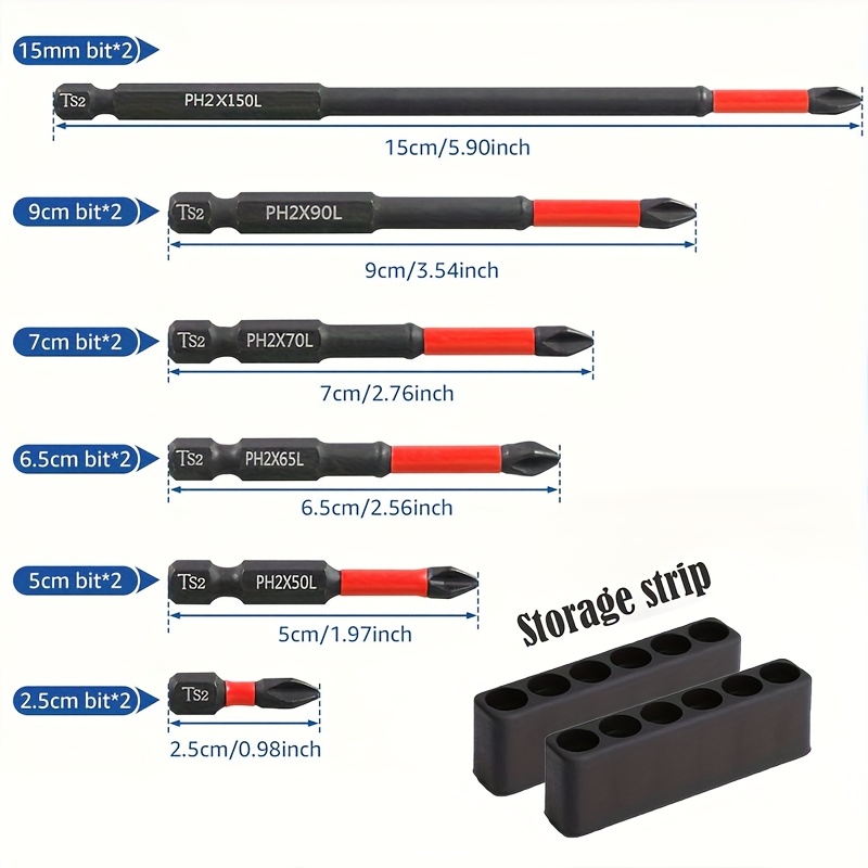 TEMU 60/48/24/12/6pcs Carbide Magnetic Screwdriver Bit Set - S2, 1/ 4" Shank, Phillips And Impact Bits, Red And Black, For Electric And Manual