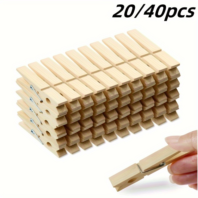 

Wooden Clothespins Set - 20/40 Pack Durable Windproof Clothes Pegs For Hanging, Laundry, Crafts And Menu Clips
