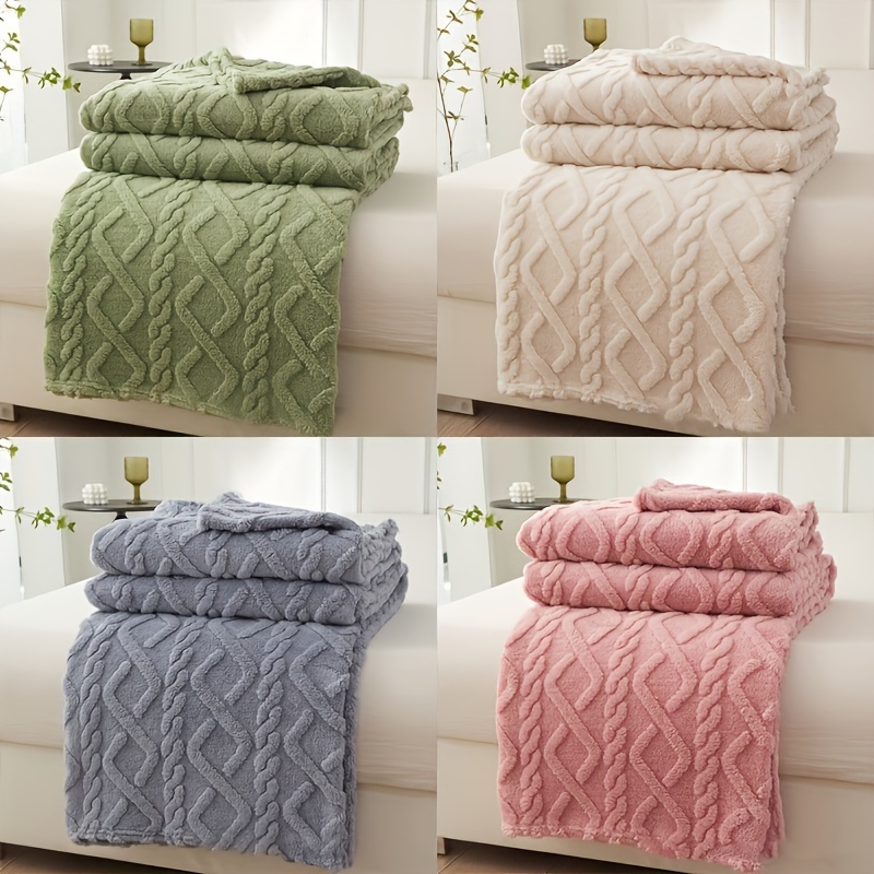 

1pc Lamb Fleece Blanket Comfortable Soft 3d Fashionable Design Plush Thick Warm Blanket, Soft Warm Plush Air Conditioning Blanket Flannel Throw Blanket, Multifunctional Blanket For Bed Couch Travel