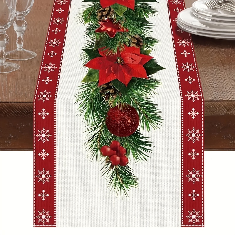 

1pc Christmas Table - Rectangle Tablecloth , Christmas Tree, And Santa , For Dining Decor