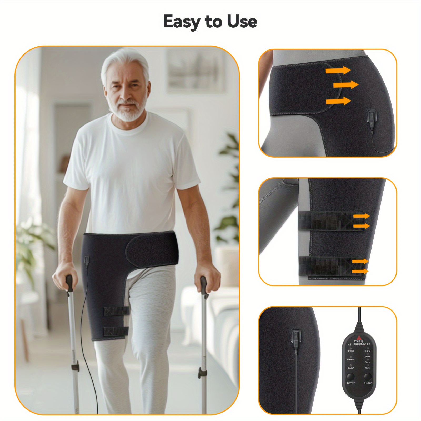   massage heated waist and hip support brace heating pad for waist and hip for waist lower back thigh buttock 3 heat and massage setting gift for men   gift for valentines day mother fathers day thanksgiving and christmas Product details 4