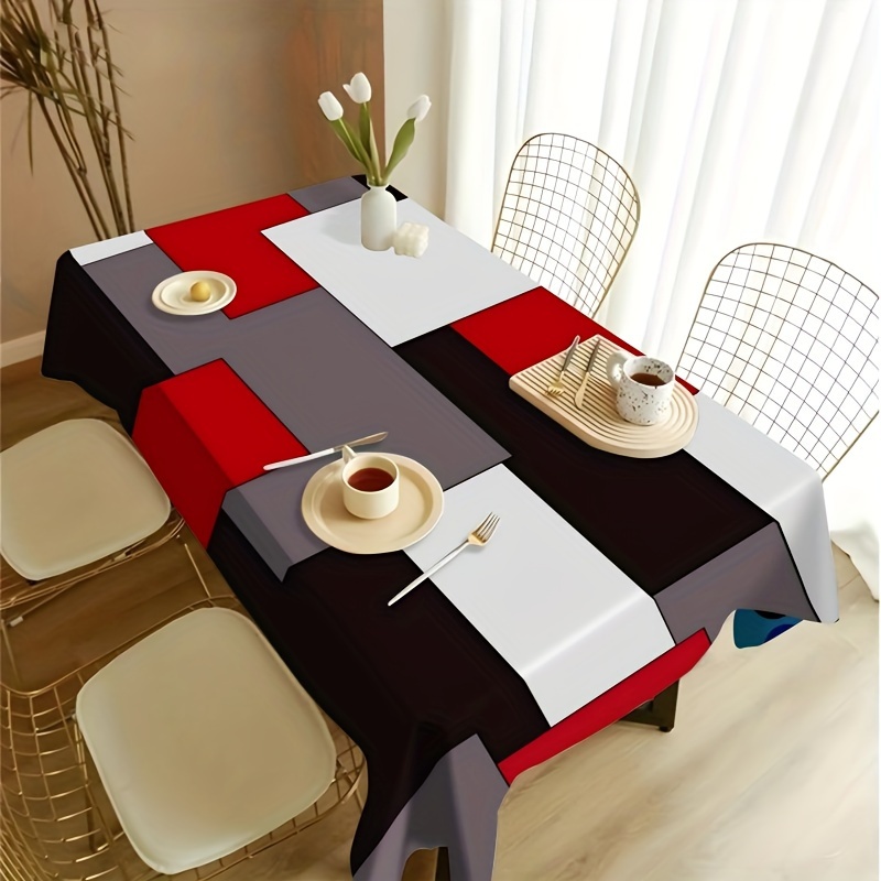 

1pc nappe rectangulaire, nappe cube géométrique, couverture de table, imperméable et résistante à l'huile, adaptée aux à thème et à la décoration intérieure, adaptée pour restaurant, camping, cadeaux