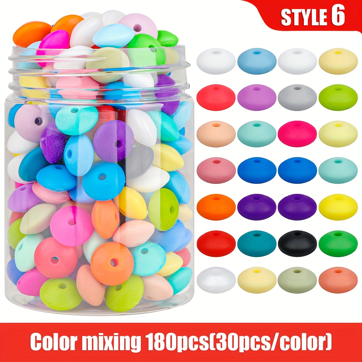 E-shop 120/180 Stück 12mm Bunte Silikon Frosted Lose Spacer Perlen Set, Geeignet für Schmuckherstellung, Handgemachte Schlüsseltaschen, Handyketten,