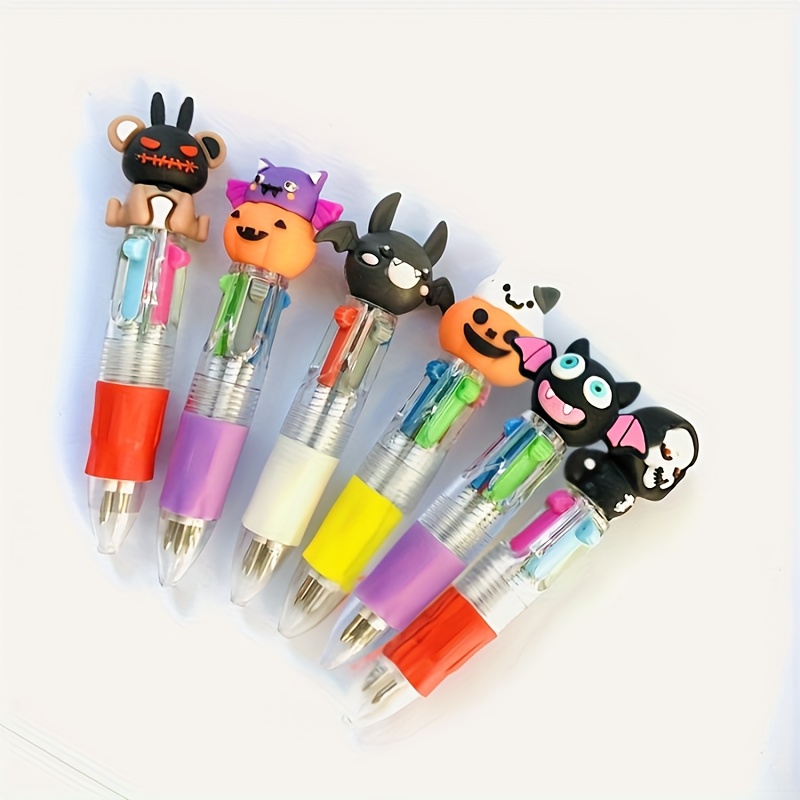 24 creative four-color halloween themed mini pens showcasing    , mixed with four colors (green, blue, pink, red),   party gifts, gifts, and office supplies., party favors, office stationery, fun accessories,   style, durable plastic, lightweight pen, themed stationery, novelty pen, gift  , students supplies, school supplie, pen for writing Product details 4