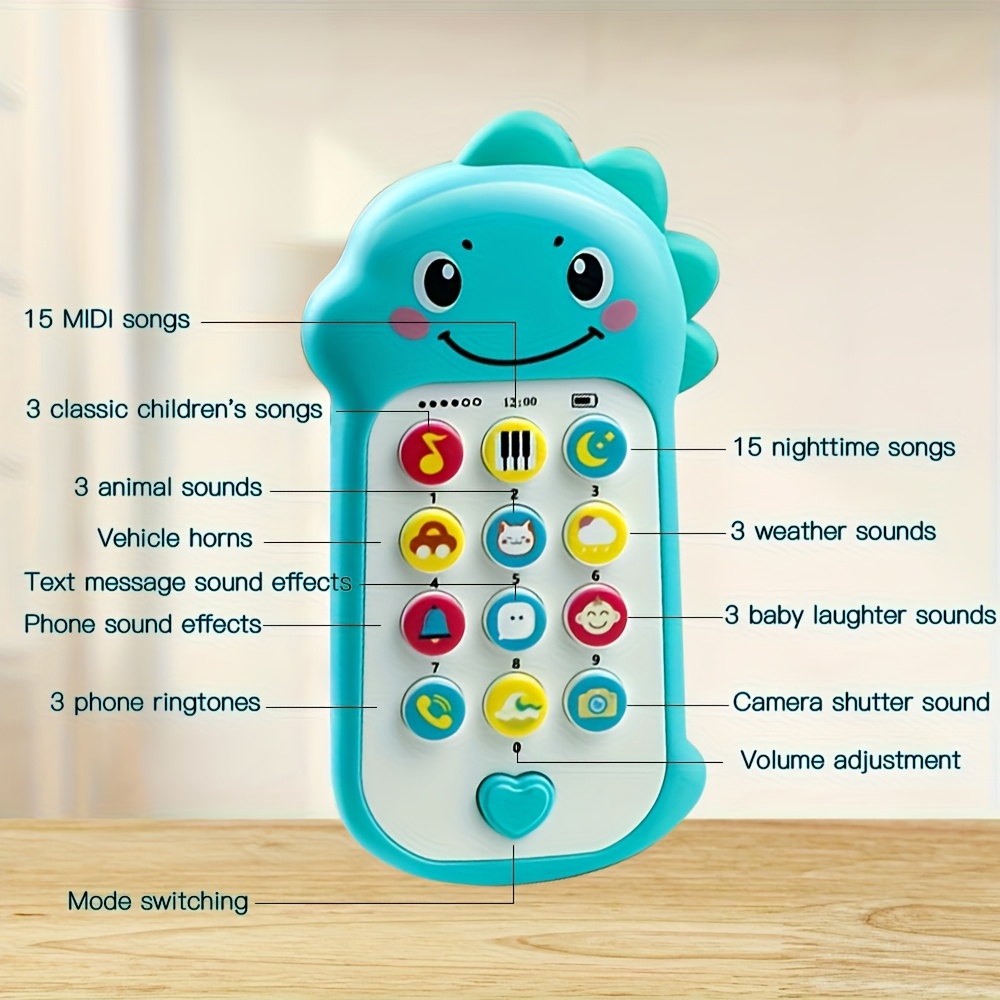 1pc Dinosaur Music Phone Toy with Light And Sound, Baby Early Education Toy, Halloween Christmas Kids Gift, Random Color Shipped