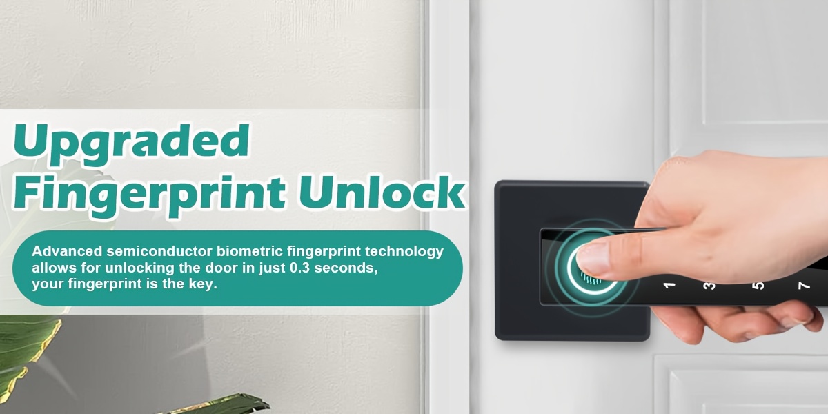 Cerradura Inteligente de Puerta con 1 Pin/Huella Digital/APP/Tarjeta IC/Control Remoto - Entrada Sin Llave Cerradura Electrónica con Alertas Similares a la Alarma Antirrobo, Apertura Forzosa y Respaldo, Bloqueo Intelligent para Hogar/Oficina/Hotel Compatible con Smartphones & Tarjetas (No Incluidos) Sistema Moderno de Seguridad con Escáner Dactilar, Control por App, Opciones Múltiples de Desbloqueo e Función de Desbloqueo Remoto, Manija Intelectual del Cerrojo Deportivo
