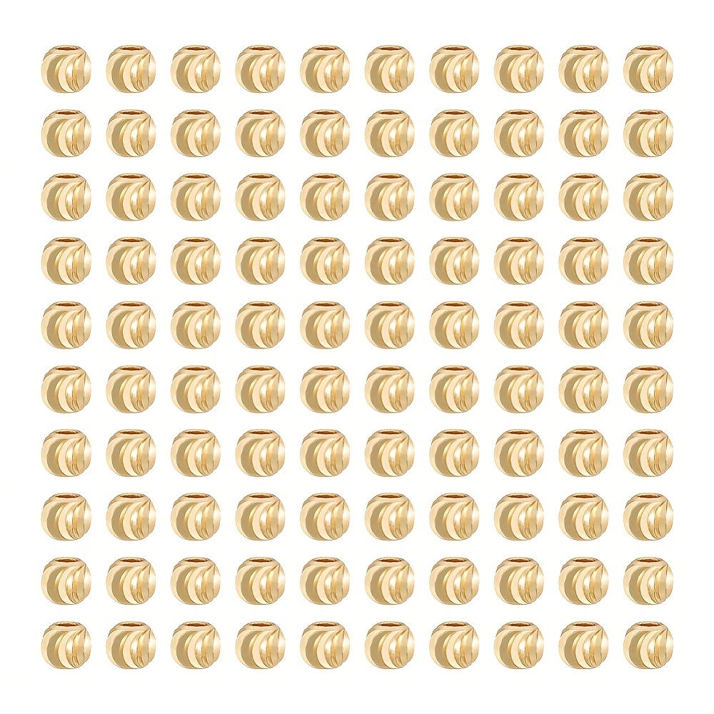 TEMU 100pcs Perles rondes en laiton plaqué or , 5X4Mm, Trou: 2Mm, & Assortiments de perles